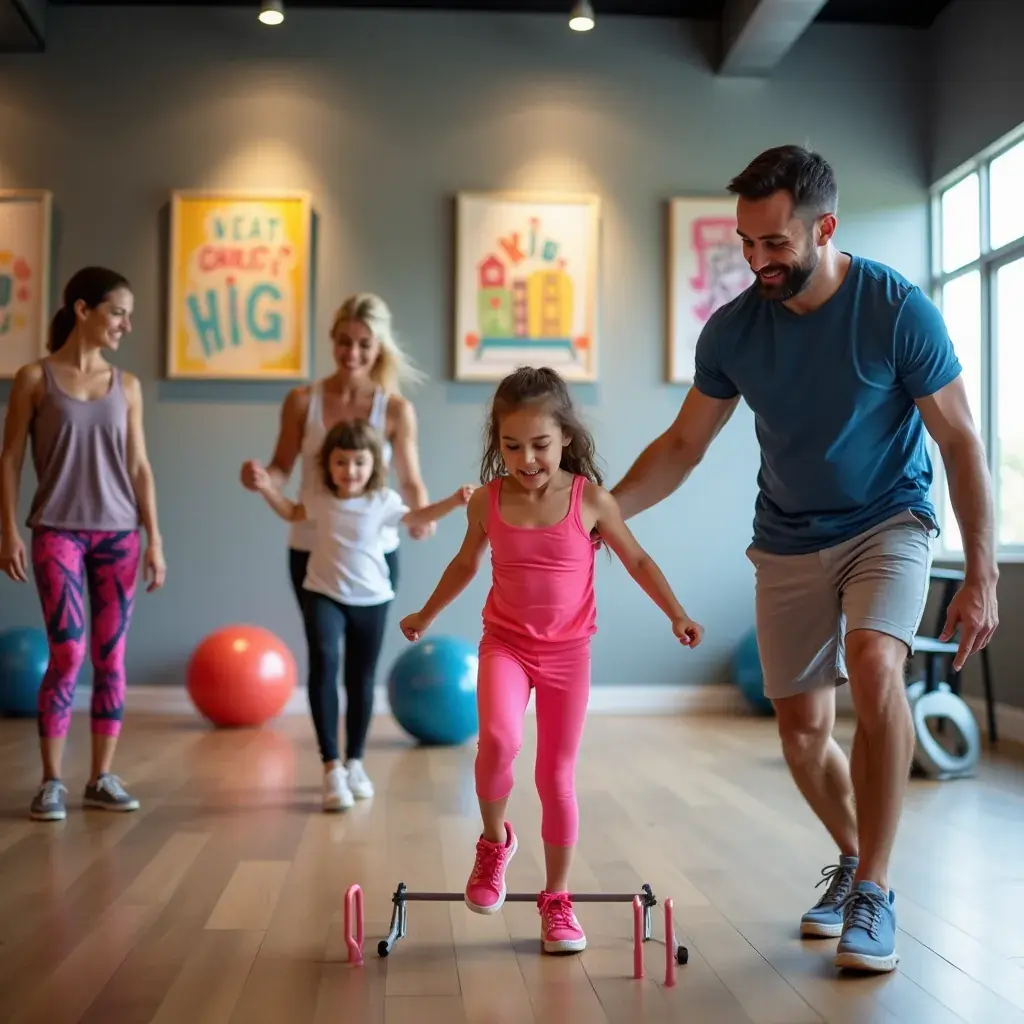 Vista general de un estudio de entrenamiento en circuito con diversas estaciones.